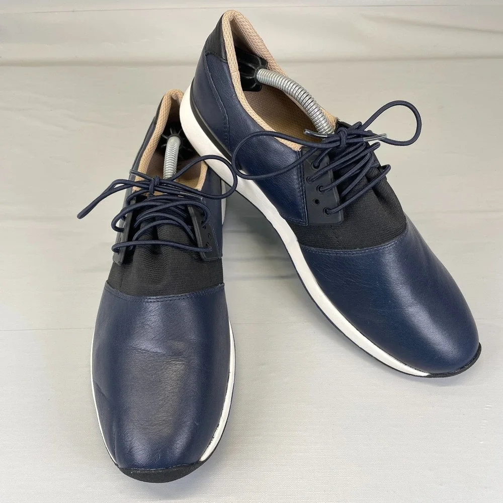 Vionic Carmen Walking Shoes Womens Size 9 M Navy Blue Leather Lace Up Sneakers